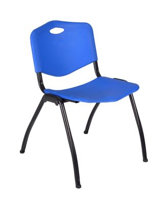 Image showing  Cain Small Square X-Base Breakroom Table with 4 M Stack Chairs, 30 in., Blue