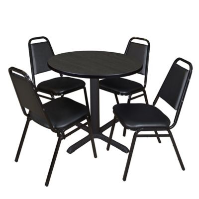 Regency Cain Small 30 in. Round Breakroom Table & 4 Restaurant Stack Chairs