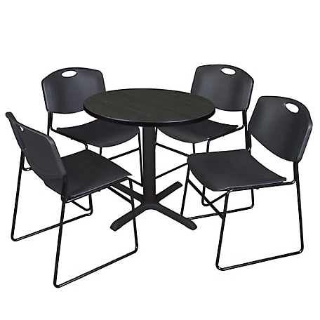 Regency Cain Small 30 in. Round Breakroom Table & 4 Zeng Chairs