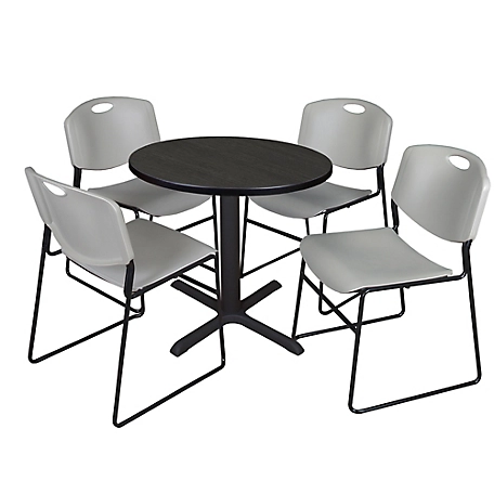 Regency Cain Small 30 in. Round Breakroom Table & 4 Zeng Chairs