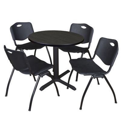 Regency Cain Small 30 in. Round Breakroom Table & 4 M Stack Chairs