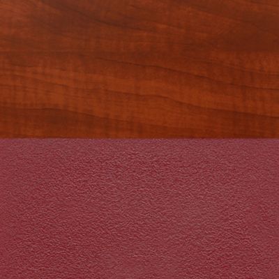 Image showing  Cain Small Round X-Base Breakroom Table with 4 M Stack Chairs, 30 in., Burgundy