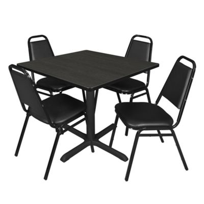 Regency Cain 36 in. Square Breakroom Table & 4 Restaurant Stack Chairs
