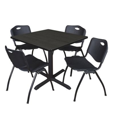 Regency Cain 36 in. Square Breakroom Table & 4 M Stack Black Chairs