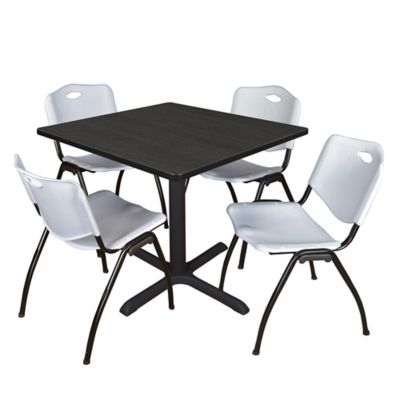 Regency Cain 36 in. Square Breakroom Table & 4 M Stack Grey Chairs