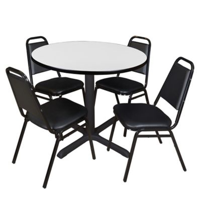 Regency Cain 36 in. Round Breakroom Table & 4 Restaurant Stack Chairs