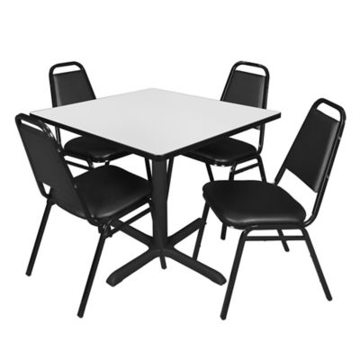 Regency Cain 42 in. Square Breakroom Table & 4 Restaurant Stack Chairs