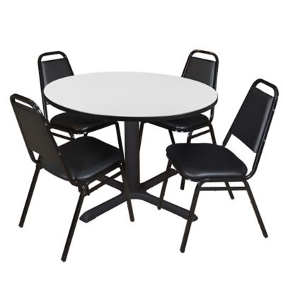 Regency Cain 48 in. Round Breakroom Table & 4 Restaurant Stack Chairs