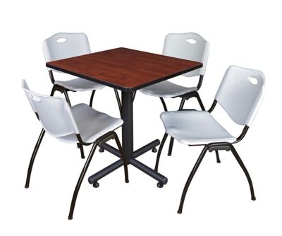 Regency Kobe 30 in. Square Breakroom Table, X-Base & 4 Grey M Stack Chairs -  TKB3030CH47GY