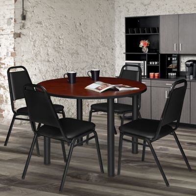 Image showing  Kee Large Round Breakroom Table, 48 in., Black, TB48RNDMWBPBK