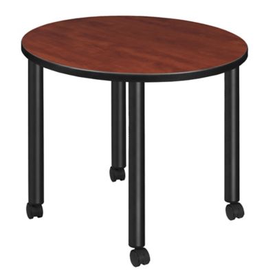 Image showing  Kee Small Round Mobile Breakroom Table, 30 in., Black