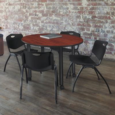 Image showing  Kee Small Round Mobile Breakroom Table, 30 in., Black