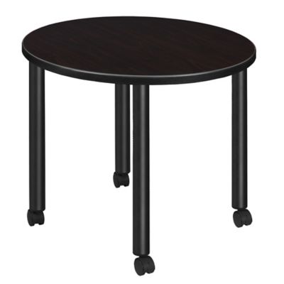 Regency Kee Small 30 in. Round Breakroom Table Top, Black Mobile Legs