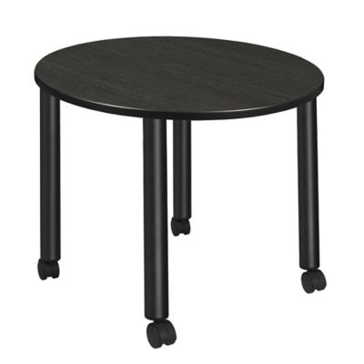 Regency Kee Medium 36 in. Round Breakroom Table Top, Black Mobile Legs