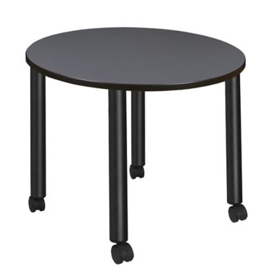 Regency Kee Medium Round Mobile Breakroom Table, 36 in., Black