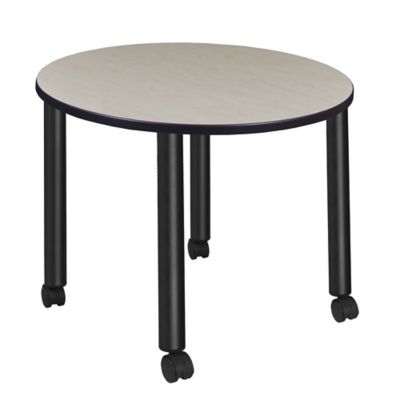 Regency Kee Medium 36 in. Round Breakroom Table Top, Black Mobile Legs