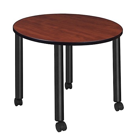 Regency Kee Medium 42 in. Round Breakroom Table Top, Black Mobile Legs