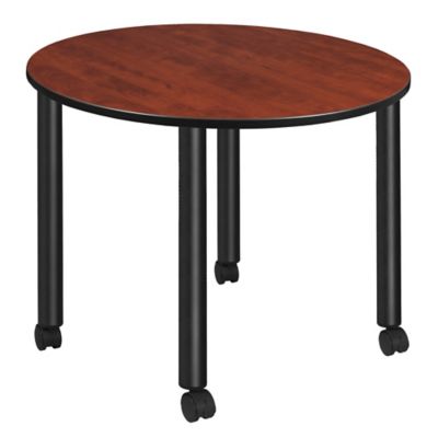 Regency Kee Large Round Mobile Breakroom Table, 48 in., Black
