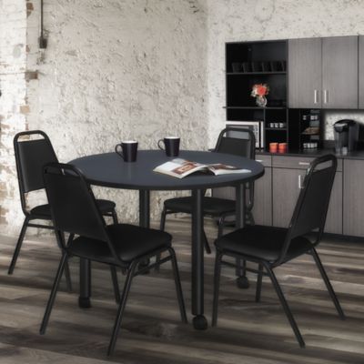 Image showing  Kee Large Round Mobile Breakroom Table, 48 in., Black