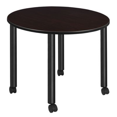 Regency Kee Large 48 in. Round Breakroom Table Top, Black Mobile Legs