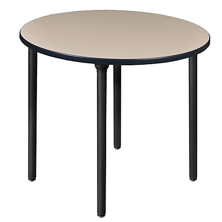 Regency Kee 36 in. Medium Round Breakroom Table Top, Black Folding Legs