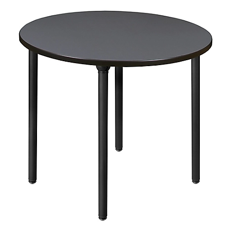 Regency Kee 42 in. Medium Round Breakroom Table Top, Black Folding Legs