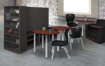 Image showing  Kee Round Slim Breakroom Table, 30 in., Chrome