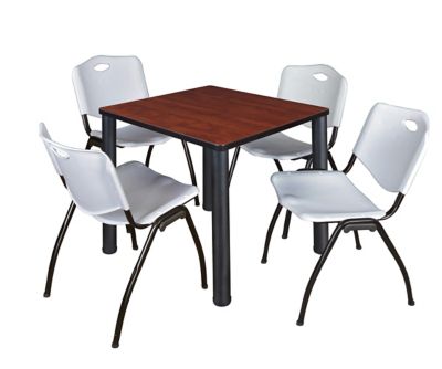 Image showing  Kee Square Breakroom Table with 4 M Stack Chairs, 30 in., Gray