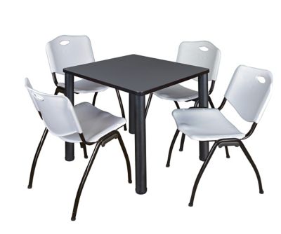Regency Kee 30 in. Square Breakroom Table & 4 Grey M Stack Chairs -  TB3030GYBPBK47GY