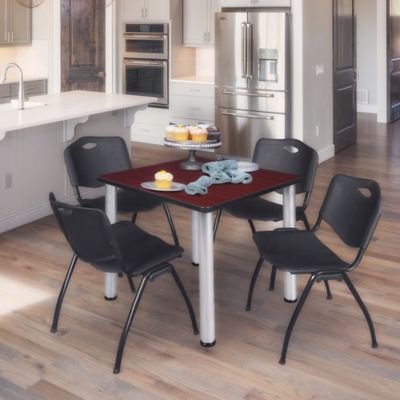 Image showing  Kee Square Breakroom Table with 4 M Stack Chairs, 30 in., Black