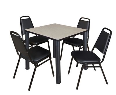 Regency Kee 30 in. Square Breakroom Table & 4 Restaurant Stack Chairs