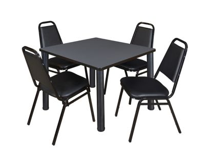 Regency Kee 36 in. Square Breakroom Table & 4 Restaurant Stack Chairs