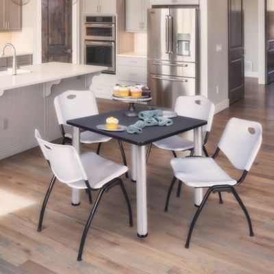 Image showing 1 th Regency Kee Square Breakroom Table with 4 M Stack Chairs, 36 in., Gray