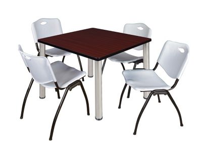 Regency Kee 36 in. Square Breakroom Table & 4 Grey M Stack Chairs