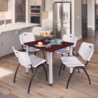 Image showing  Kee Square Breakroom Table with 4 M Stack Chairs, 36 in., Gray