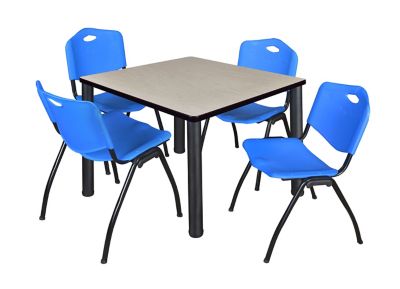 Regency Kee 36 in. Square Breakroom Table & 4 Blue M Stack Chairs