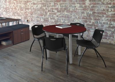Image showing  Kee Round Breakroom Table with 4 M Stack Chairs, 42 in., Black