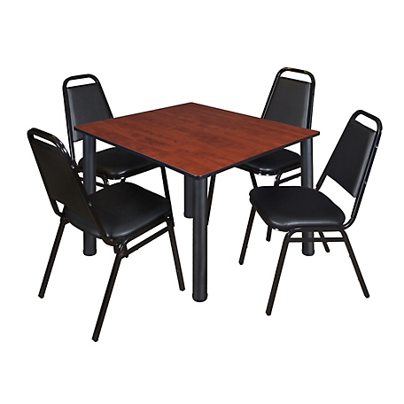 Regency Kee 48 in. Square Breakroom Table & 4 Restaurant Stack Chairs