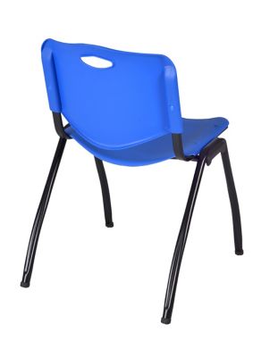 Image showing  Kee Square Breakroom Table with 4 M Stack Chairs, 48 in., Blue