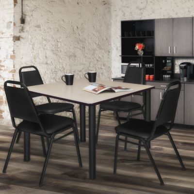 Regency Kee Square Breakroom Table with 4 Restaurant Stack Chairs, 48 in.
