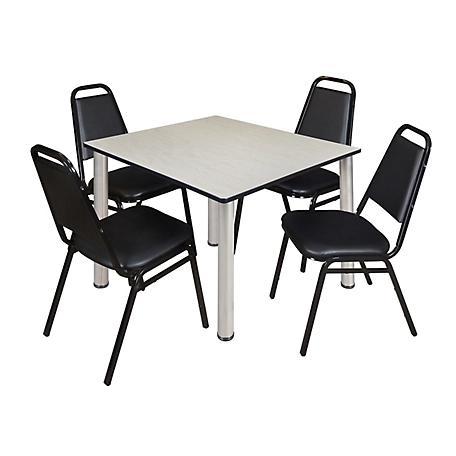 Regency Kee 48 in. Square Breakroom Table & 4 Restaurant Stack Chairs