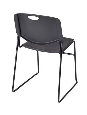 Image showing  Kee Round Breakroom Table with 4 Zeng Stack Chairs, 48 in., Black