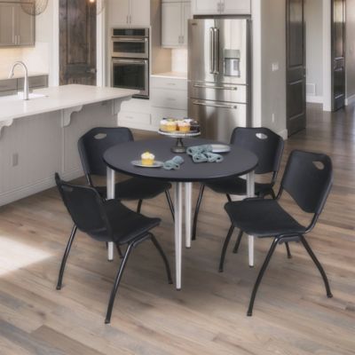 Image showing  Kahlo Round Tapered Leg Breakroom Table Top, 36 in., Chrome