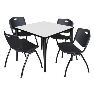 Regency Kahlo 36 in. Square Breakroom Table Top, Black Base & 4 Black M Stack Chairs