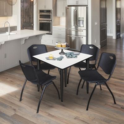 Image showing  Kahlo Square Breakroom Table with 4 M Stack Chairs, 36 in., Black/Black