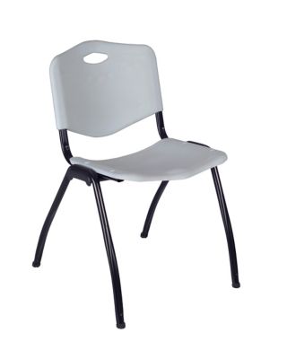 Image showing  Kahlo Round Breakroom Table with 4 M Stack Chairs, 36 in., Black/Gray