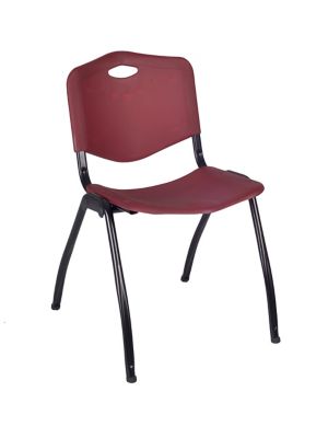 Image showing  Kahlo Round Breakroom Table with 4 M Stack Chairs, 42 in., Black/Burgundy
