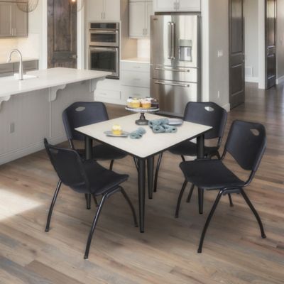 Image showing  Kahlo Square Breakroom Table with 4 M Stack Chairs, 48 in., Black/Black