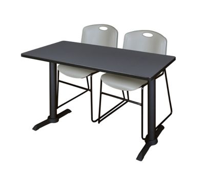 Regency Cain 48 x 24 in. T-Base Training Seminar Table & 2 Zeng Grey Chairs