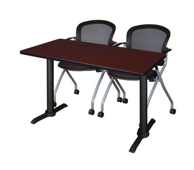Regency Cain T-Base Training Seminar Table with 2 Cadence Chairs, 48 in. x 24 in.